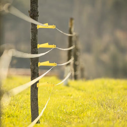 Tandefio 25 Pcs Electric Fence Insulator 5 Inch, Yellow | Slant Nail-on Electric Fence Insulators for Wood Post, Heavy- Duty Animal Fencing Wire, Flat Hotwire Fencing - color: Yellow