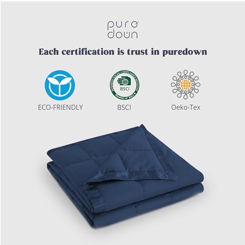 puredown® Blankets King Size - Soft Lightweight Down Blanket for All Seasons, Cozy Warm Luxury Bed Blanket with Satin Trim, Microfiber Cover, Navy Blue (108"X90") - color: 06 Navy Blue, size: King