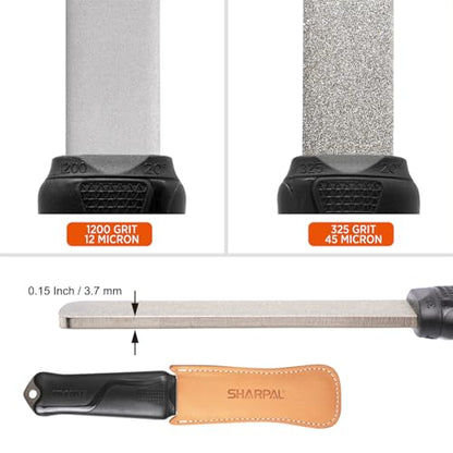 SHARPAL 127N Dual-Grit Diamond Sharpening Stone File - style: Sturdy Handle with Leather Strop