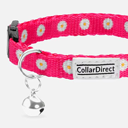Floral Cat Collar 2-Pack, Breakaway with Bell - color: Pink & Green