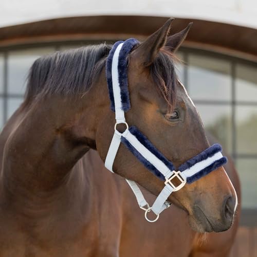 Equinavia Valkyrie Ultra Fleece Soft Padded Horse Halter Breakaway - color: Sweet Blue/Navy, size: Cob