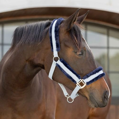 Equinavia Valkyrie Ultra Fleece Soft Padded Horse Halter Breakaway - color: Sweet Blue/Navy, size: Warmblood