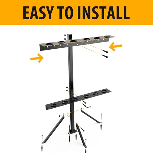 Utility Trailer Tool Rack with 6 Rubber Holes with Brackets , Dark Black - color: Dark Black