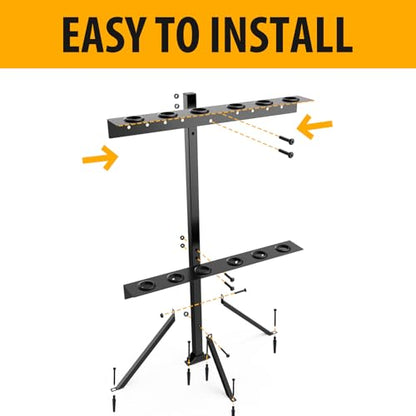 Utility Trailer Tool Rack with 6 Rubber Holes with Brackets , Dark Black - color: Dark Black