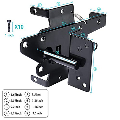 Heavy Duty Gate Latch, Post Mount Automatic Self-Closing Door Latch,for Wooden/Vinyl Fence, Pool,Garden Outdoor, W/Mounting Screws (Black) - color: Black