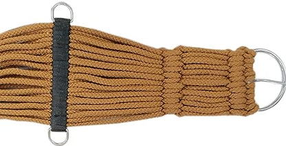 Horse Western 25 Strand Double Weave Mohair Roper Girth- Breathable Saddle Girth with Stainless Steel Buckles - color: Brown