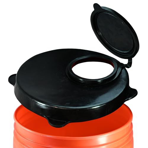 5 Gallon Bucket Lid with Pour Spout, Airtight Rubber Seal - Black - color: Black