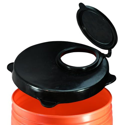5 Gallon Bucket Lid with Pour Spout, Airtight Rubber Seal - Black - color: Black