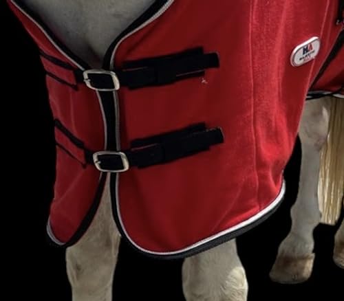 Majestic Ally Anti Pill Fleece Horse Blanket/Sheet with Silver Braided Rope (Red, 70) - color: Red, size: 70