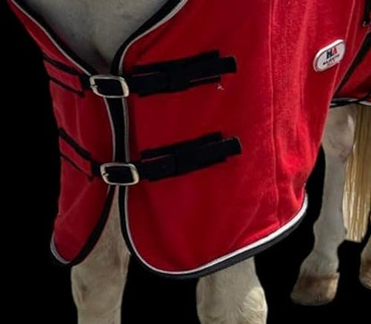 Majestic Ally Anti Pill Fleece Horse Blanket/Sheet with Silver Braided Rope (Red, 70) - color: Red, size: 70
