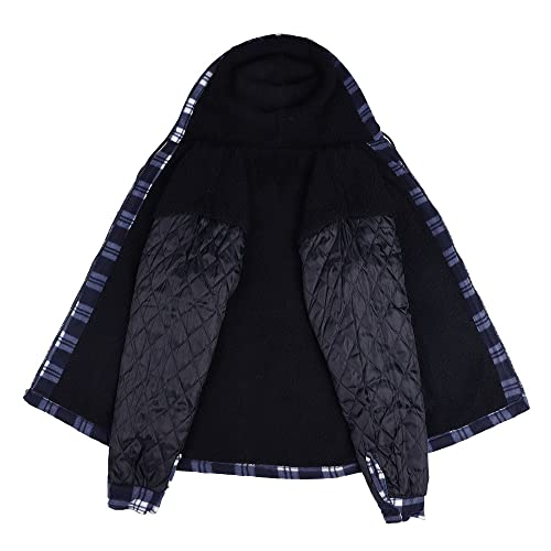 Facitisu Winter Heavy Warm Sherpa Lined Fleece Plaid Flannel Jacket Men Plus Size S-5XL Big&Tall Mens Coat - color: A-navy 01, size: 5X-Large