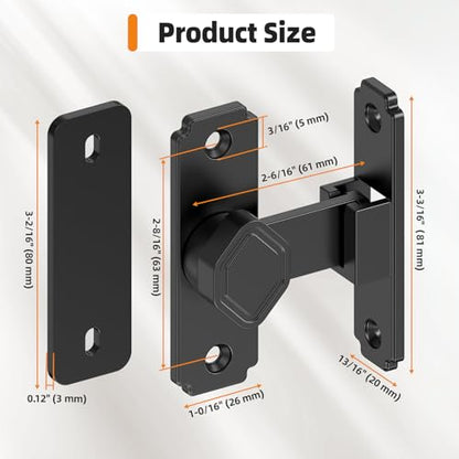 Sliding Barn Door Lock, 90 Degree Flip Security Gate Latch - color: Black-4 Pcs