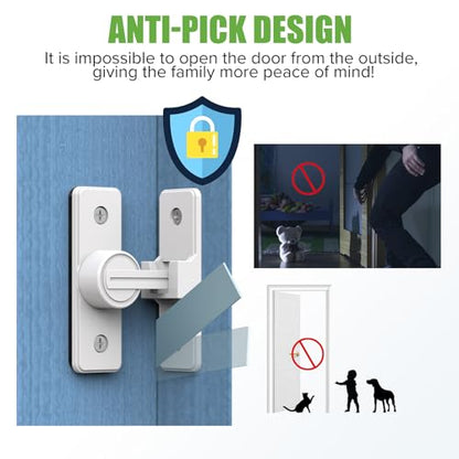 Barn Door Lock Hardware, 90 Degree Flip Latch Privacy Lock, White-2PCS | Heavy Duty Zinc Alloy Sliding Barn Door Latch for Bathroom, Bedroom, Closet, Garage, Shed and Gate - color: White-2PCS