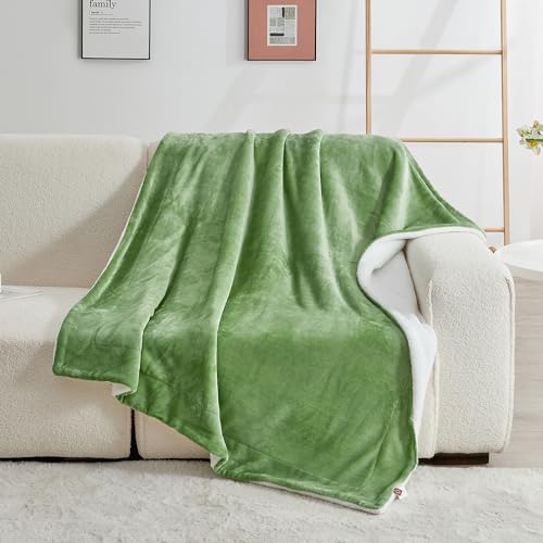 SOCHOW Sherpa Fleece Throw Blanket, Sage Green, 50x60 inches - color: Sage Green, size: 50"×60"
