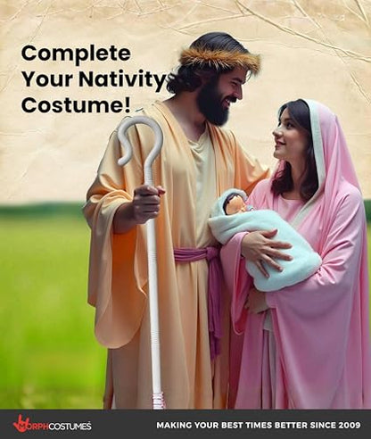 Morph Noveltied Plastic Shepherds Hook Prop Staff Cane Walking Stick - Nativity Play Costume Accessory, 59" - color: White