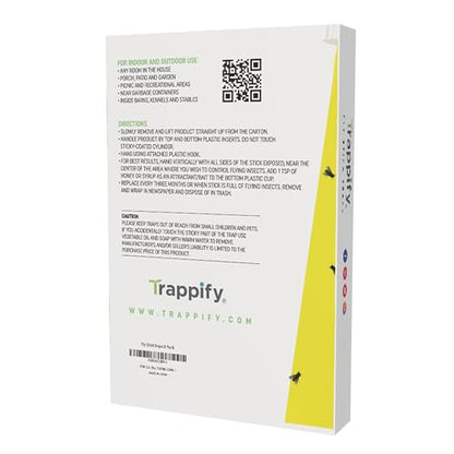 Trappify Hanging Fly Trap & Fruit Fly Traps for Indoors, Yellow, 8 Pack | Recycled Paper Stick with Ultra-Tacky Adhesive and Bait Cup, Hangs in Kitchens, Patios, Barns, Catches Flies and Gnats - size: Pack 8