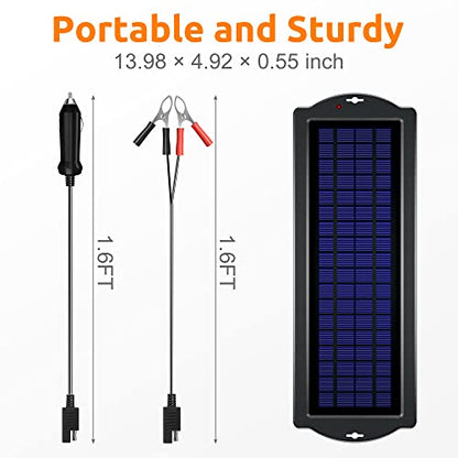 SUNAPEX 5W 12V Solar Car Battery Trickle Charger & Maintainer - size: 5W