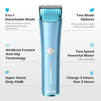 Professional Dog Grooming Clipper with 5-in-1 Replacement Blade - color: Blue