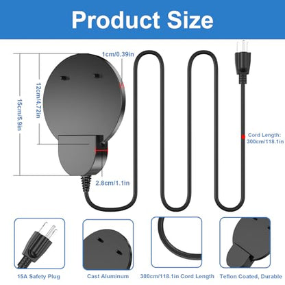 250W Submergible Cast Aluminum De-Icer - Farm Utility Heater for Livestock, Poultry, Horses, Cows, Birds, Wildlife - Water Trough Heater, Indoor/Outdoor Winter Use, 3M Cable