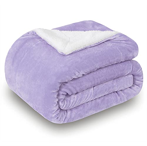 SOCHOW Sherpa Fleece Throw Blanket, Lilac, 50x60 inches | Double-Sided Super Soft Luxurious Plush Blanket Throw Size - color: Lilac, size: 50"×60"