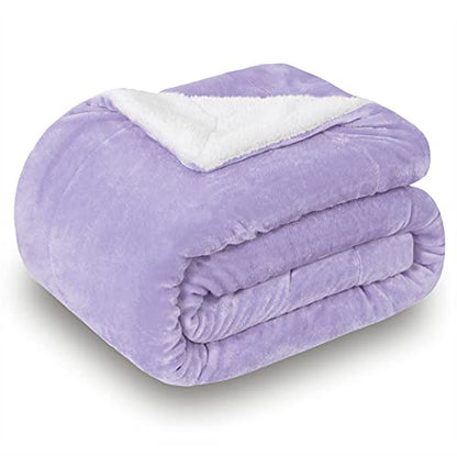 SOCHOW Sherpa Fleece Throw Blanket, Lilac, 50x60 inches - color: Lilac, size: 50"×60"