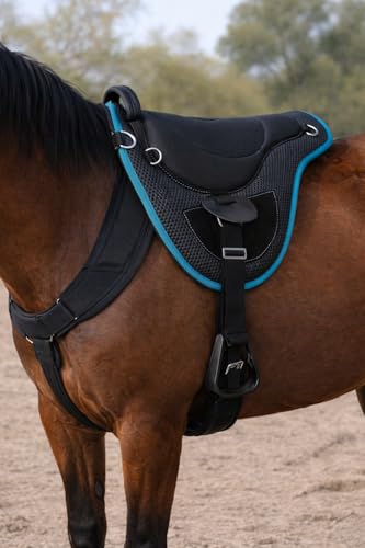 CHALLENGER Horse Saddle PAD Horse Western Lightweight Breathable Neoprene Bareback 39TS03 - color: Black/Turquoise