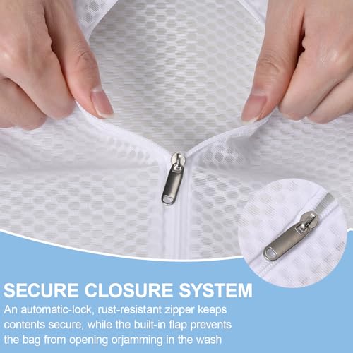 Honeycomb Mesh Laundry Bags 3 Pack (2XL+1L), Durable Washing Bags with Auto-Lock Zippers, Heavy Duty Mesh Wash Bags for Delicates, Lingerie, Bra, Sock, Travel Storage Organizer