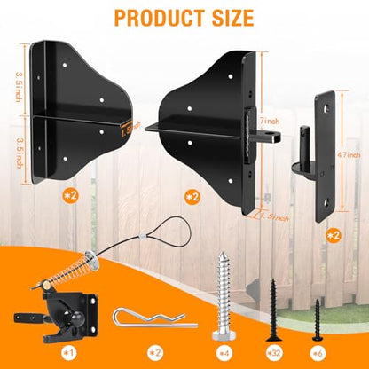Anti Sag Gate Frame Kit with Gate Latch - Updated 90 Degree Right Angle Gate Hinges - Fence Gate Kit Gate Hardware - Gate Corner Brace Bracket (1 Set) - size: 1 set