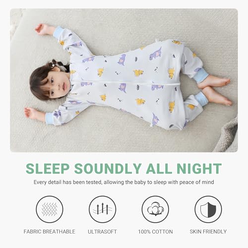 MICHLEY Baby Sleeping Sack with Legs Cotton Long Sleeve Toddler Wearable Blanket Sleeping Bag 6 Months-6 Years - color: Dinosaur, size: 6-18 Months