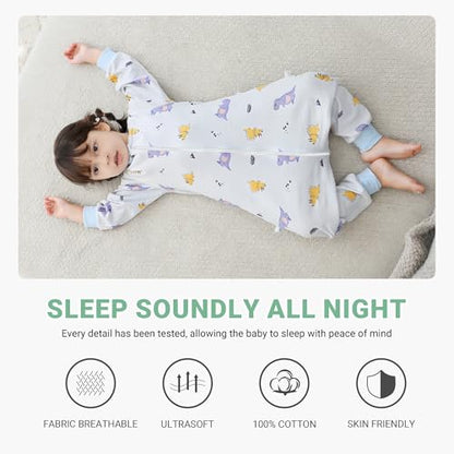 MICHLEY Baby Sleeping Sack with Legs Cotton Long Sleeve Toddler Wearable Blanket Sleeping Bag 6 Months-6 Years - color: Dinosaur, size: 6-18 Months