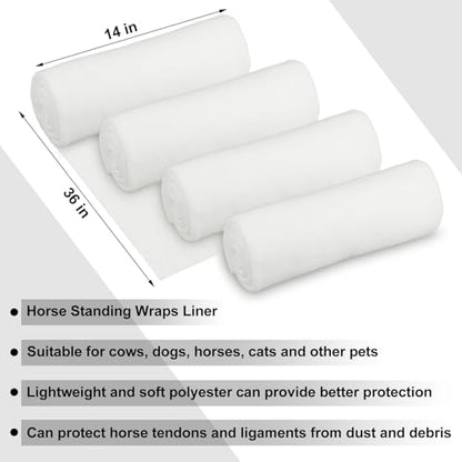 Abbylike 12 Pack Cotton Horse Leg Wraps Liner 14"x 36" Soft Breathable No Bow Wraps for Horses Standing Horses Sheep Stall Wrapping & Trailering - size: 14"X 36"