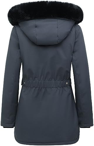 MOERDENG Women's Long Winter Down Coat Thicken Fleece Lined Puffer Jacket | Faux Fur Detachable Hood Parka Warm,Waterproof and Windproof Overcoat - color: Darkgrey, size: 3X-Large
