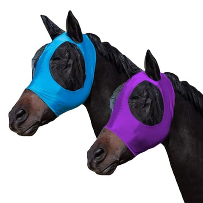 FOXLVDA Horse Fly Mask - Fly Masks for Horses with Ears Set of 2 - color: Blue/Purple