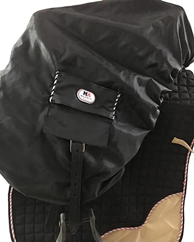 Majestic Ally Nylon Waterproof Fleece Lined Ride On English Saddle Cover-Multiple Color (Black) - color: Black