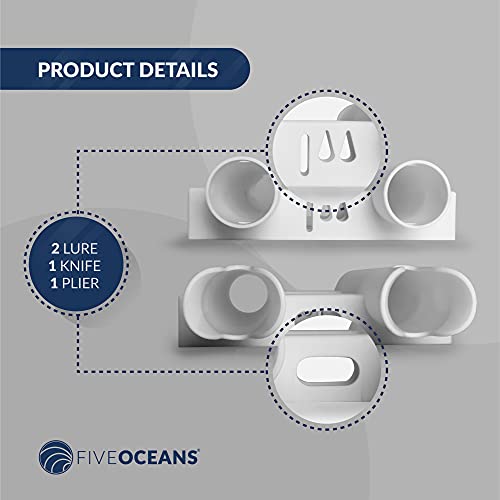 Five Oceans Wall Mounted Fishing Rod Holders Tubes - 2-Pole Fishing Rod Holder Rack - UV-Resistant ABS Plastic, White, Mounting Hardware Included - FO4331