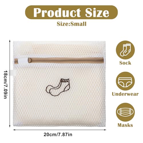 4 Pcs 7.87×7.09 Inch Small Mesh Laundry Bags for Socks, Durable Polyester Lingerie Delicates Bag for Washing Machine, Useful for Masks, Underwear (4 Sock Laundry Bag)