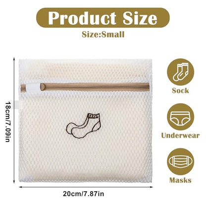 4 Pcs 7.87×7.09 Inch Small Mesh Laundry Bags for Socks, Durable Polyester Lingerie Delicates Bag for Washing Machine, Useful for Masks, Underwear (4 Sock Laundry Bag)