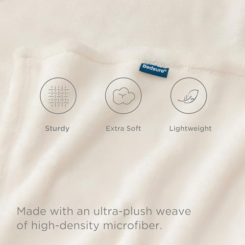 Bedsure GentleSoft Fleece Bed Blankets Full Size Cream - Soft Lightweight Plush Fuzzy Cozy Luxury Blanket Microfiber, 84x90 inches - color: 01 - Cream, size: Full (84" x 90")