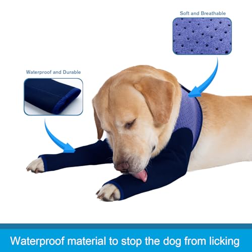 Coodeo Dog Recovery Sleeves, Cone Collar Alternative, Abrasion Resistant Dog Recovery Suit, Washable 2.5mm Thick and Waterproof, Pet Wounds Prevent Licking, Biting (Purple, S) - color: Purple, size: S