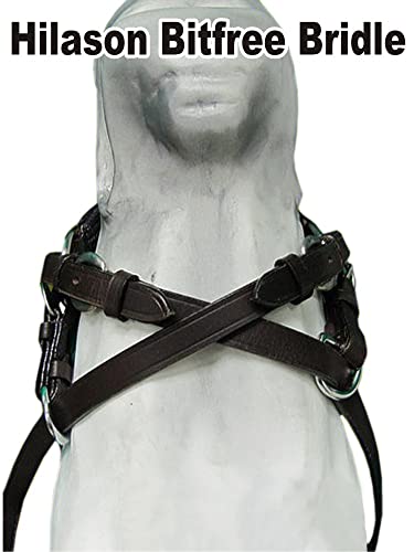 HILASON Bitfree Leather English Bitless Bridle Horse Reins Brown - size: X-Large