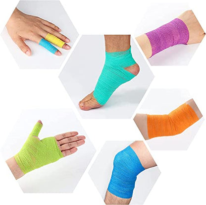Self Adhesive Bandage Wrap, 12 Pack 1" x 5 Yards, Elastic Cohesive Tape