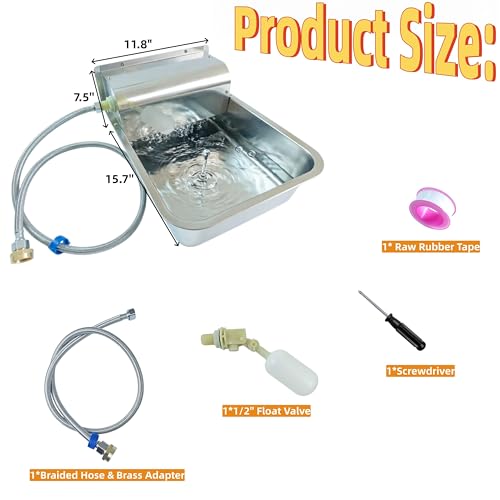 Stainless Steel Automatic Dog Water Dispenser,Adjustable Float Valve - size: Large - Adjustable Water Level