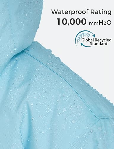 ZSHOW Girls' Ski Jacket Waterproof Fleece Raincoat Windproof Winter Coat - color: Ice Blue, size: 6-7