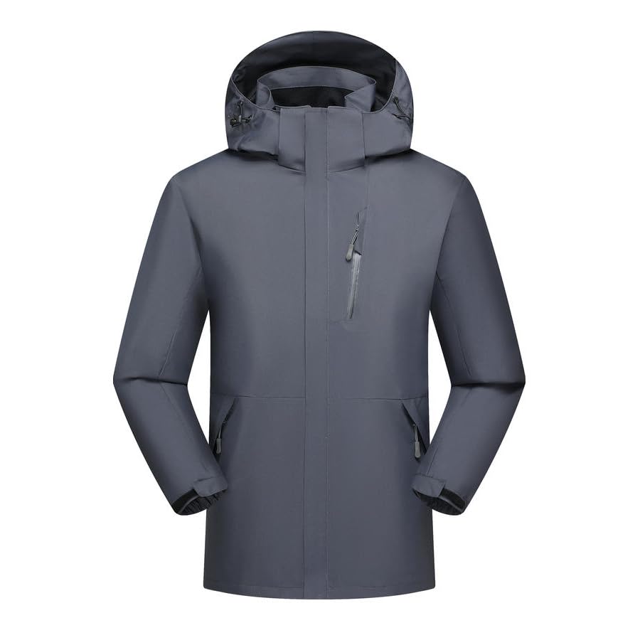 Men's Waterproof Shell Jacket, Lightweight Windbreaker Raincoat, Outdoor Trench Coat - color: Gray, size: XX-Large