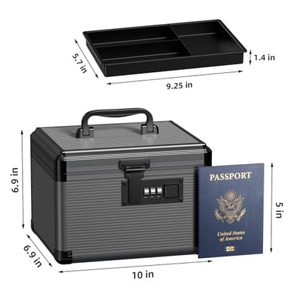 Medicine Lock Box with Code, Medication Lock Box with Removable Tray, Portable First Aid Box for Home&Travel, 10 * 6.9 * 6.9 Inch (Black) - size: Small-10inch
