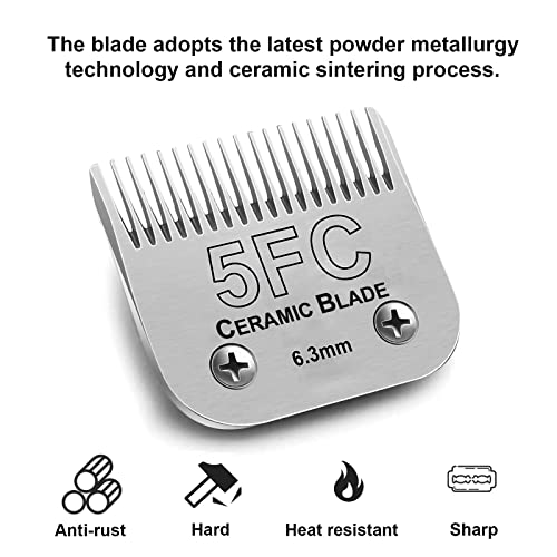 5FC Blade Dog Grooming Clipper Blades,Compatible with Andis Dog Clipper - color: 5fc:1/4''(6.3mm)
