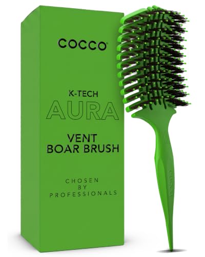 COCCO Aura Vent Boar Brush, Dual-Curved Design for Faster Drying - color: Green