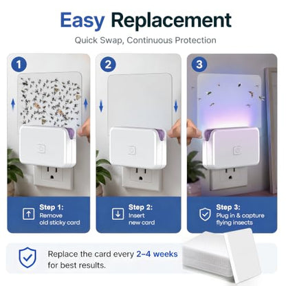 30 Pack Fly Traps Refill Cards Compatible with LFSYS Plug in UV Light Fly Trap, Sticky Refills Compatible with LFSYS, Fruit Flytrap Refills & Gnat Traps Refill for Indoor Flying Insects