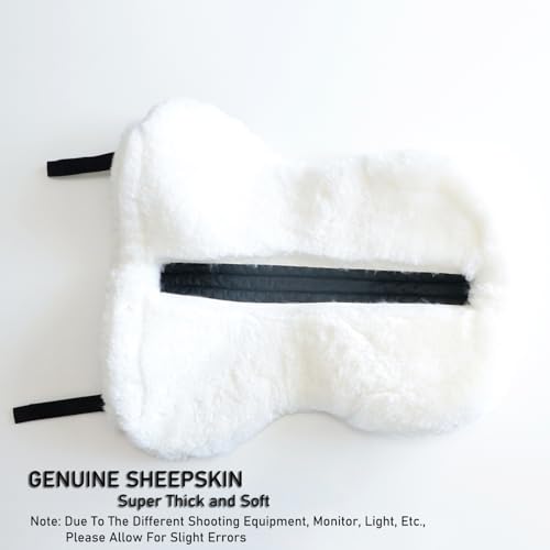 Woolous Sheepskin Half Pad for English Saddle, Wool Fleece Horse Saddle Pad - color: Black-White