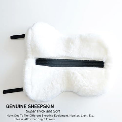 Woolous Sheepskin Half Pad for English Saddle, Wool Fleece Horse Saddle Pad - color: Black-White